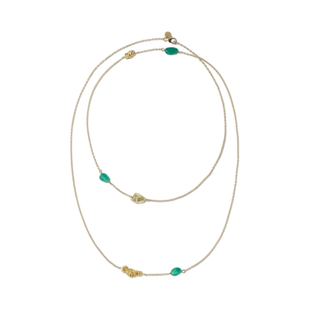 Ottavia Multi Nugget Necklace with Emeralds by Makal