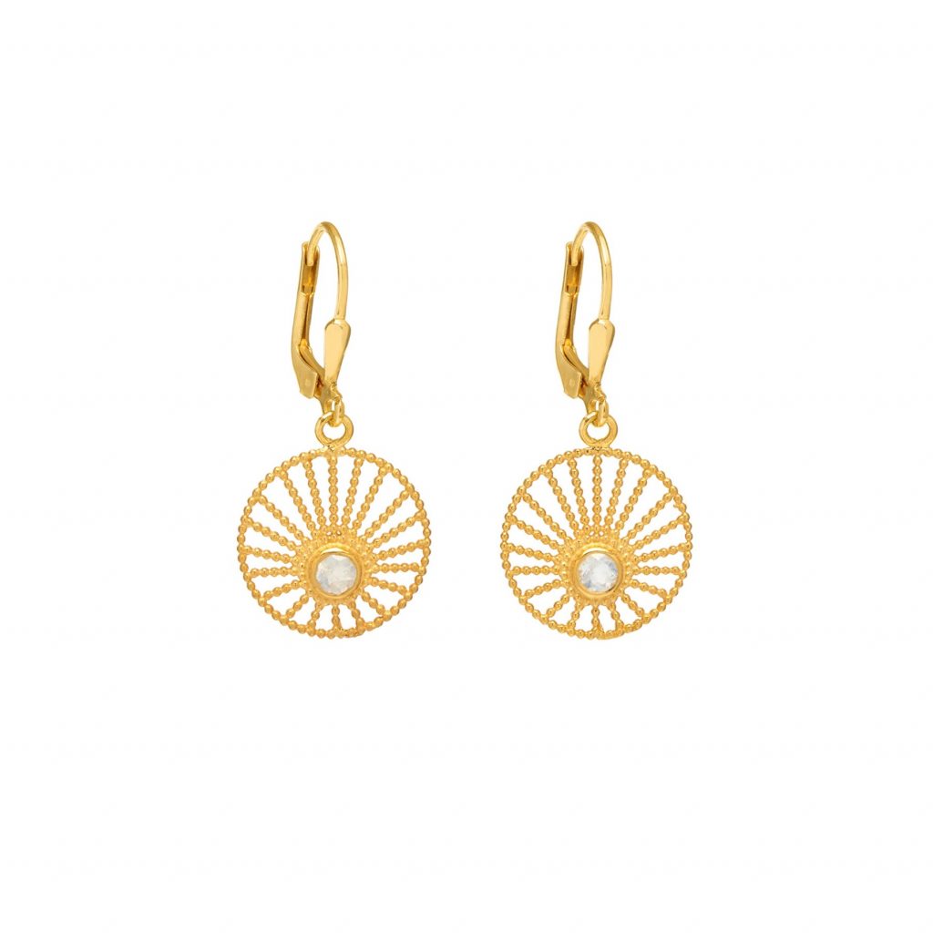Sunlight Hoop Earrings Gold and Moonstone by Assya