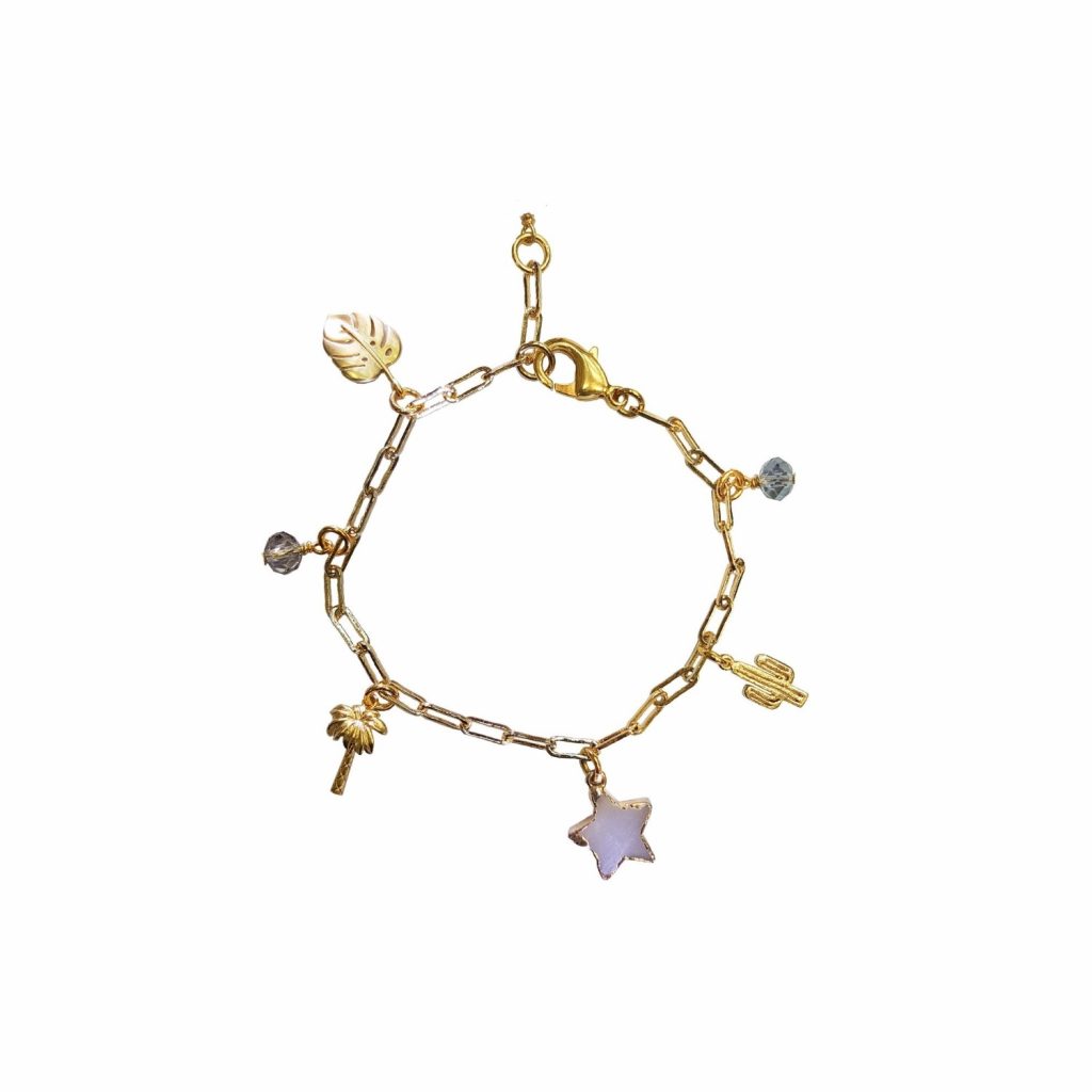 Divine Love Pear and Druzy Charm Bracelet by Tiana Jewel