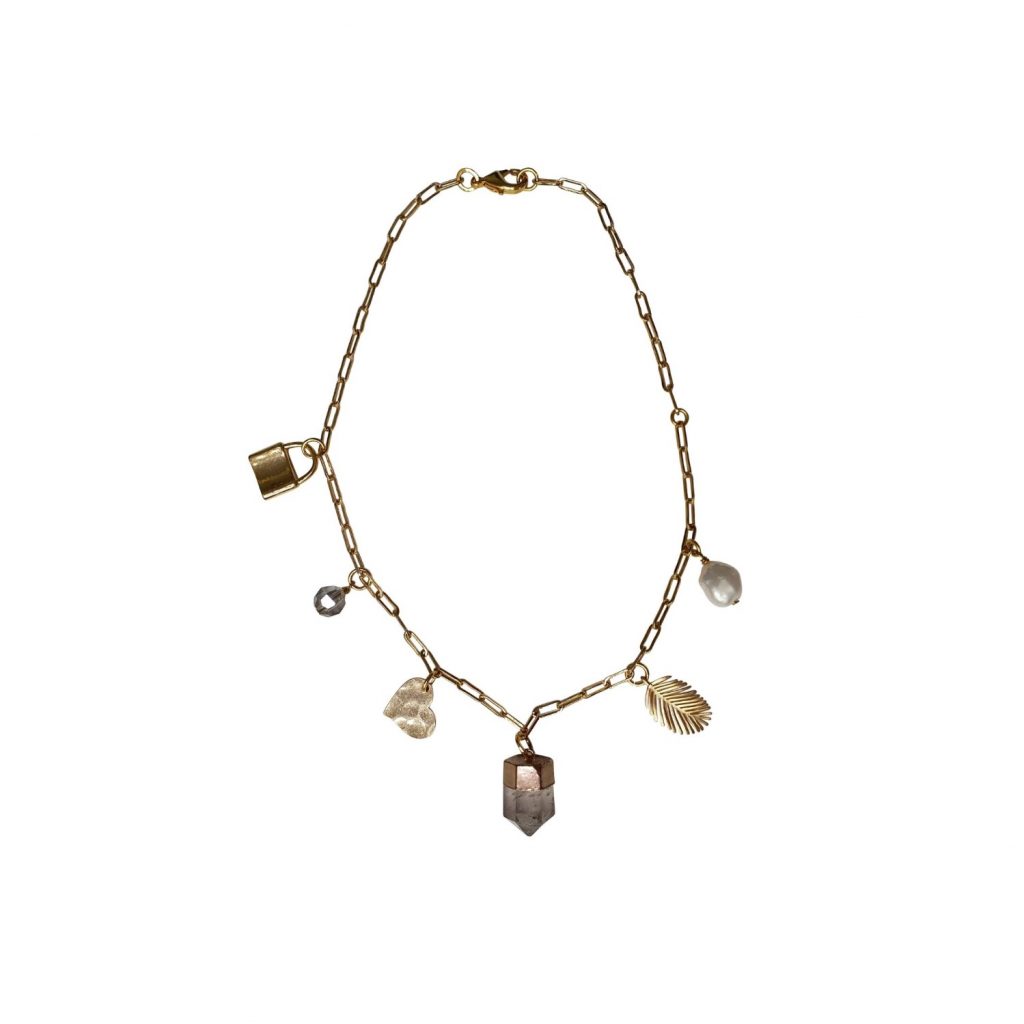 Divine Love Clear Quartz Gemstone Charm Necklace by Tiana Jewel