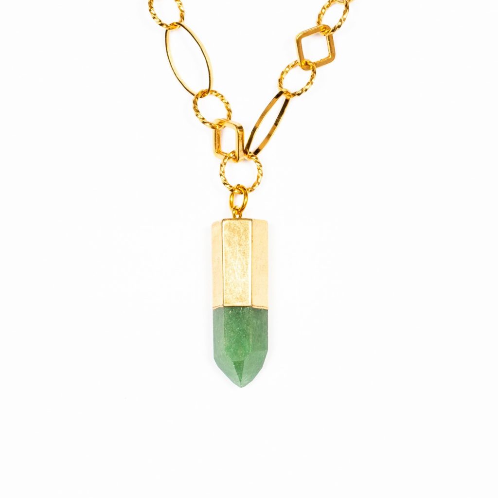 Zest for Life Green Quartz Bullet Point Necklace by Tiana Jewel