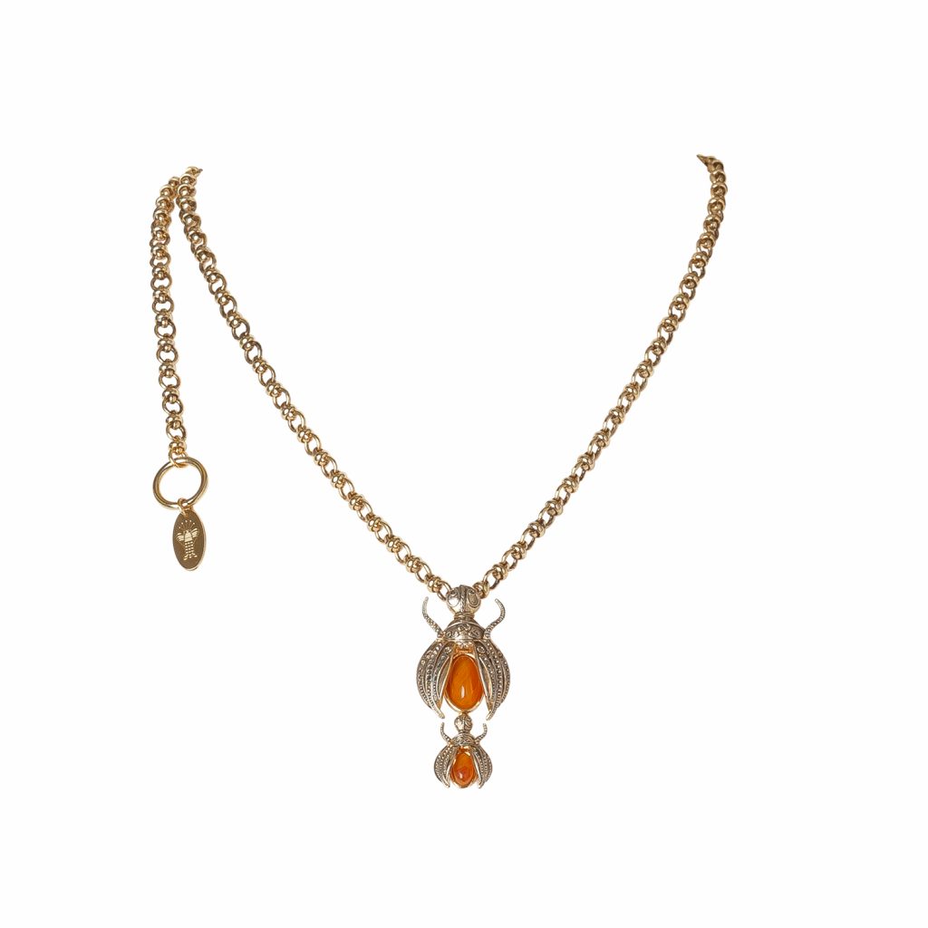 Scarab Necklace in Gold by Sonia Petroff