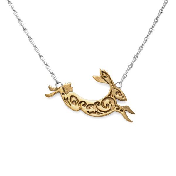 Fairtrade Yellow Gold Hare Necklace by Julia Thompson