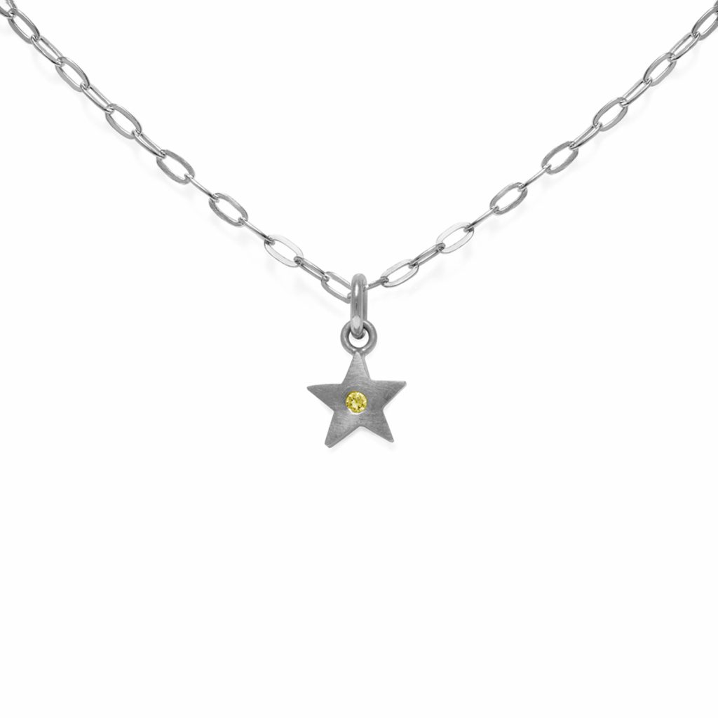 Yellow Sapphire Star Pendant Necklace by Julia Thompson