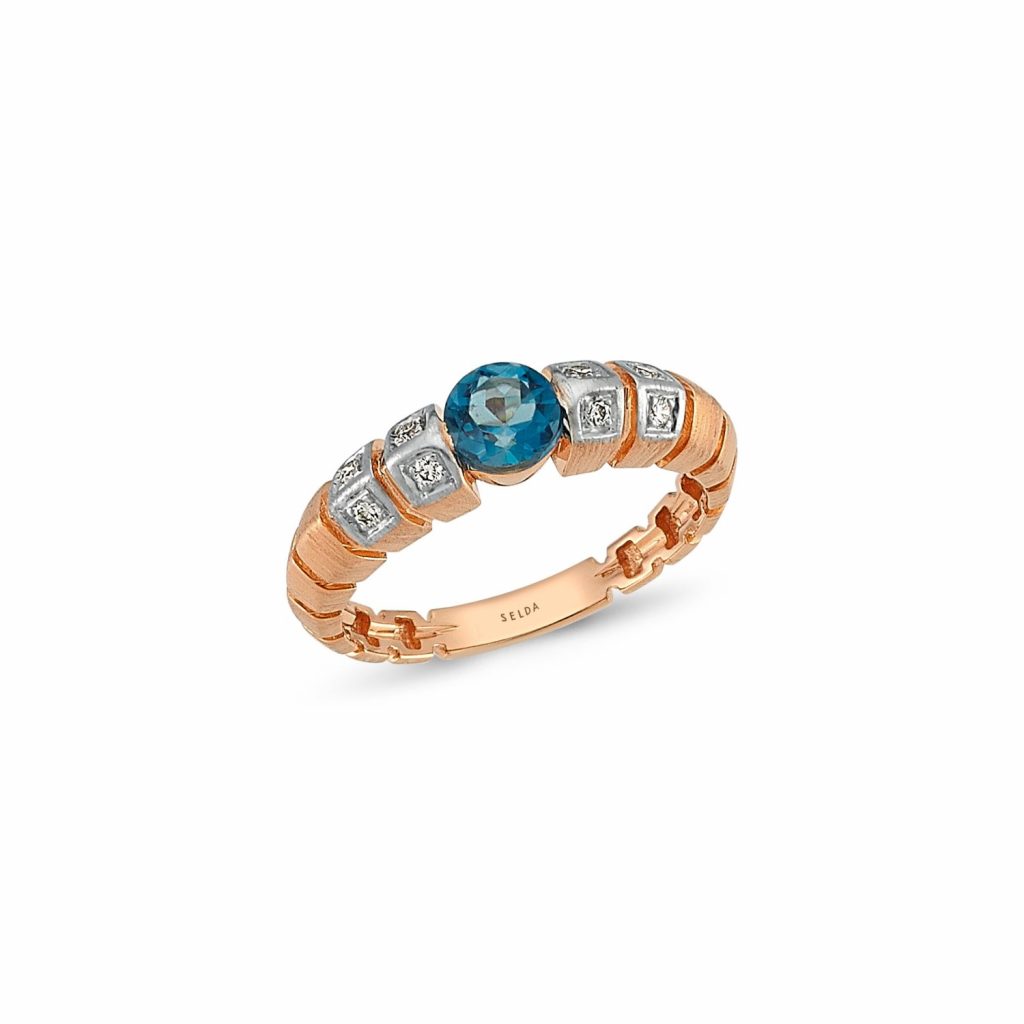 Uraeus Blue Topaz Ring by Selda Jewellery