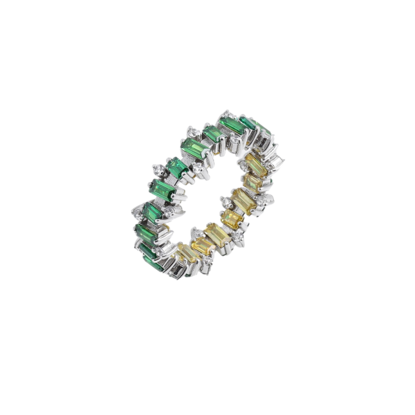 Citrine, Emerald and White Sapphire Jagged Ring by MyriamSOS
