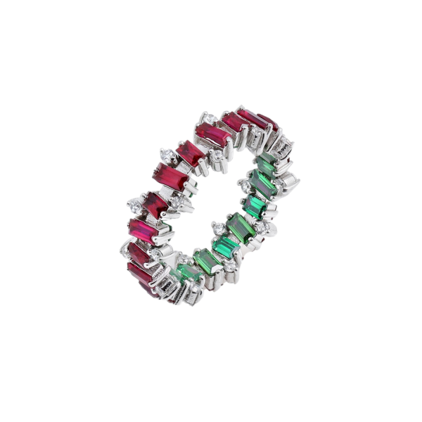 Ruby, Emerald and White Sapphire Jagged Ring by MyriamSOS