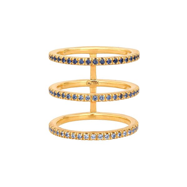 Ombre Sapphire Triple Bar Ring by Sandy Leong