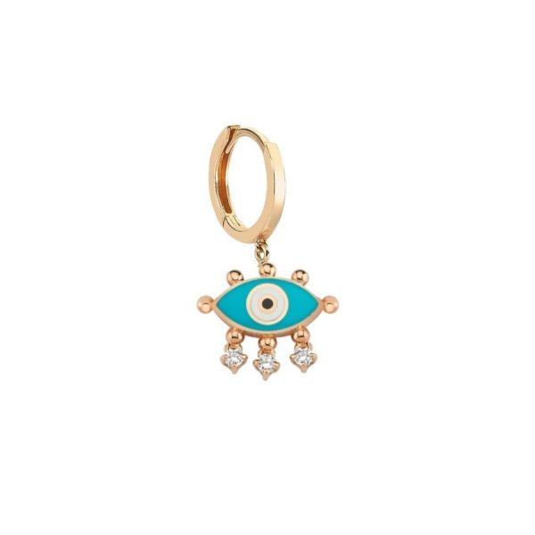 Evil Eye Hoop Earring (Turquoise) by Selda Jewellery