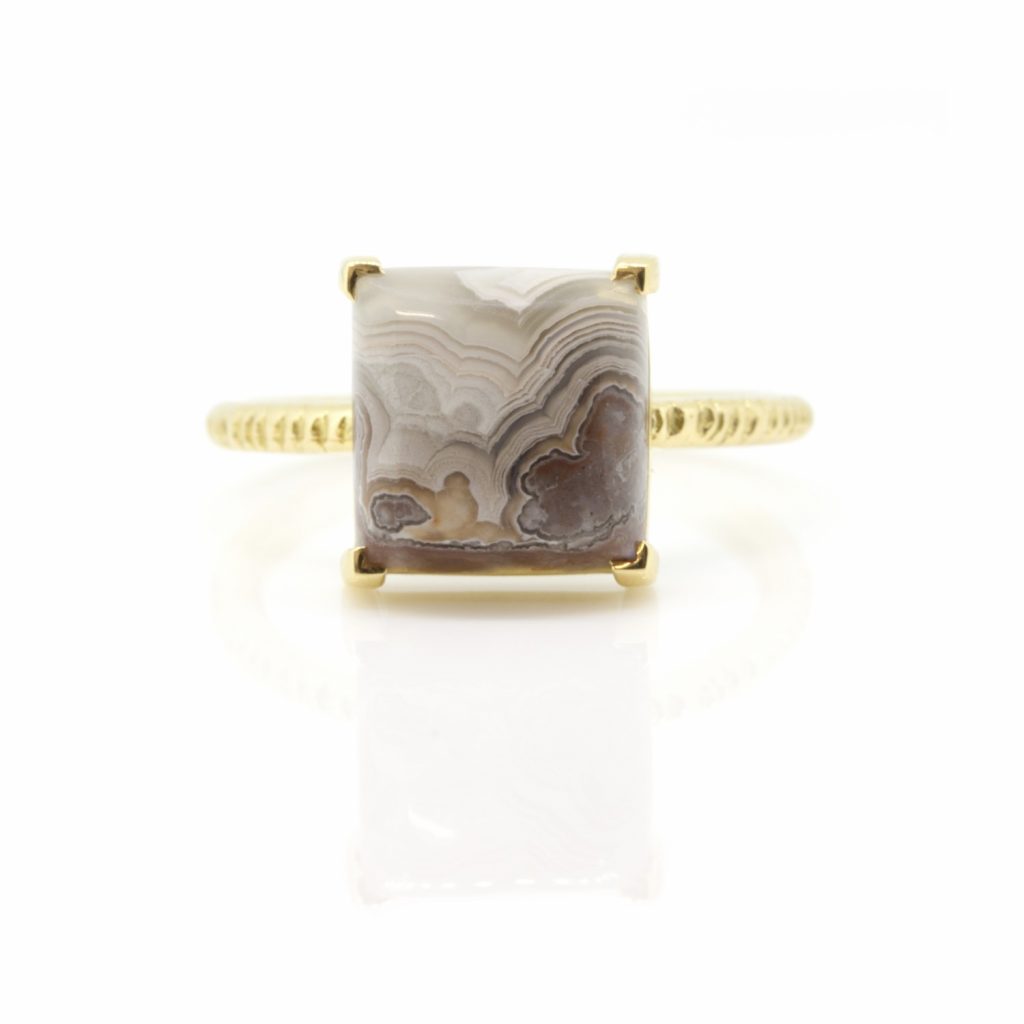 Square Lace Agate Ring by Sorrel Bay