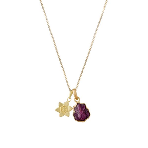 Ruby Ganesh and Lotus Necklace by Sophie Theakston