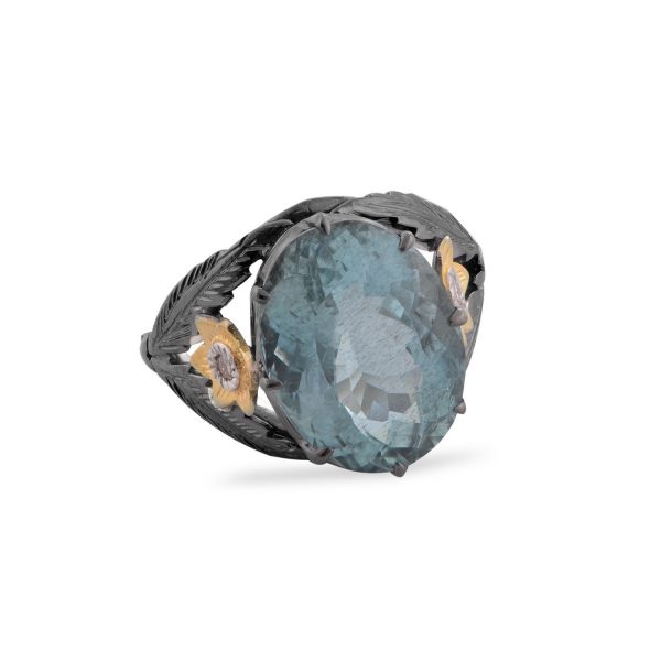Adore Aquamarine Diamond Ring by Emma Chapman Jewels