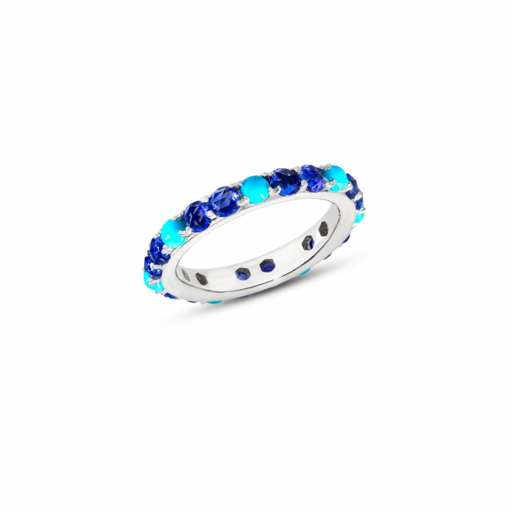 Jaipur Blue Sapphire and Turquoise Ring by GYAN Jaipur