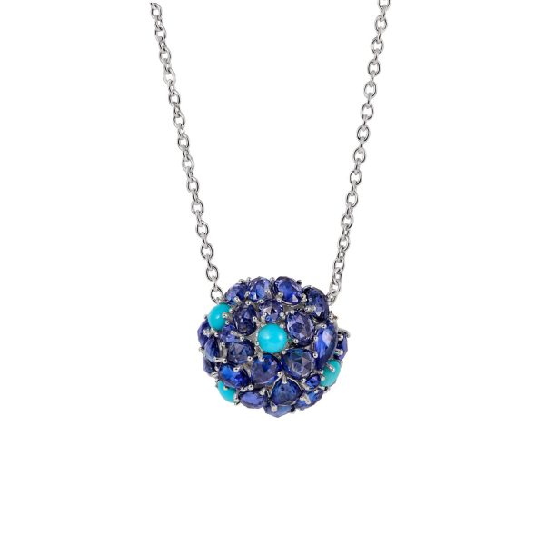 Jaipur Blue Sapphire and Turquoise Pendant by GYAN Jaipur
