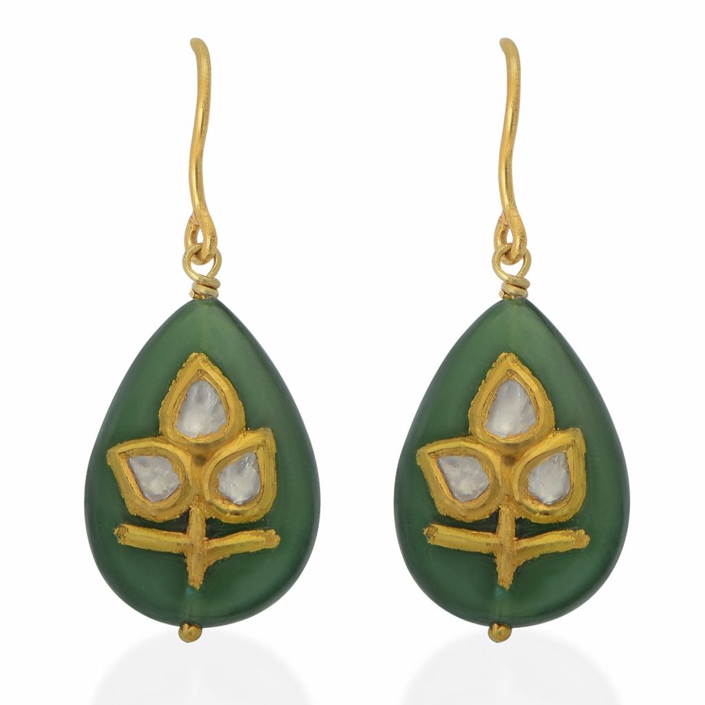 Jade Diamond Drop Earrings by Emma Chapman Jewels