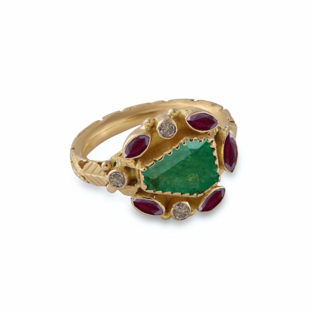 Teagan Emerald Ruby Ring by Emma Chapman Jewels