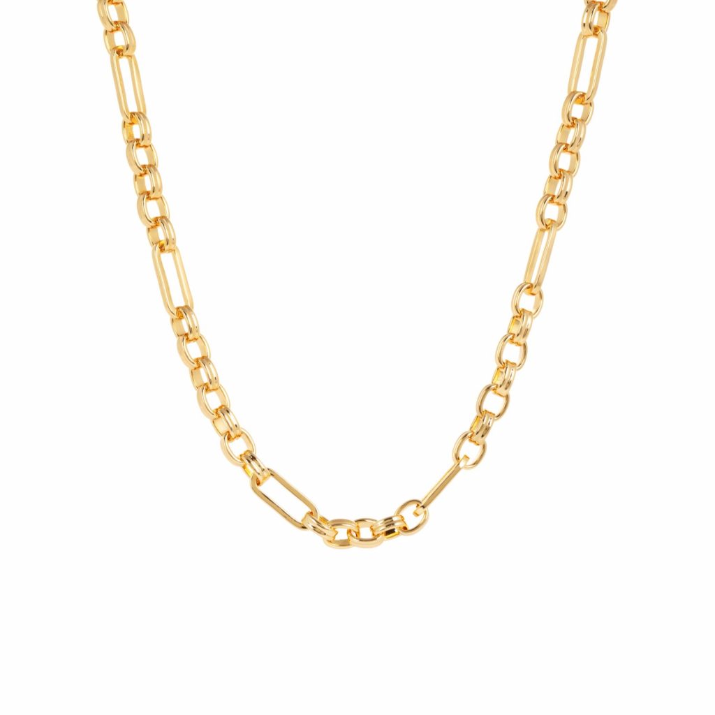 Anna Chunky Mixed Link Gold Necklace by Amadeus