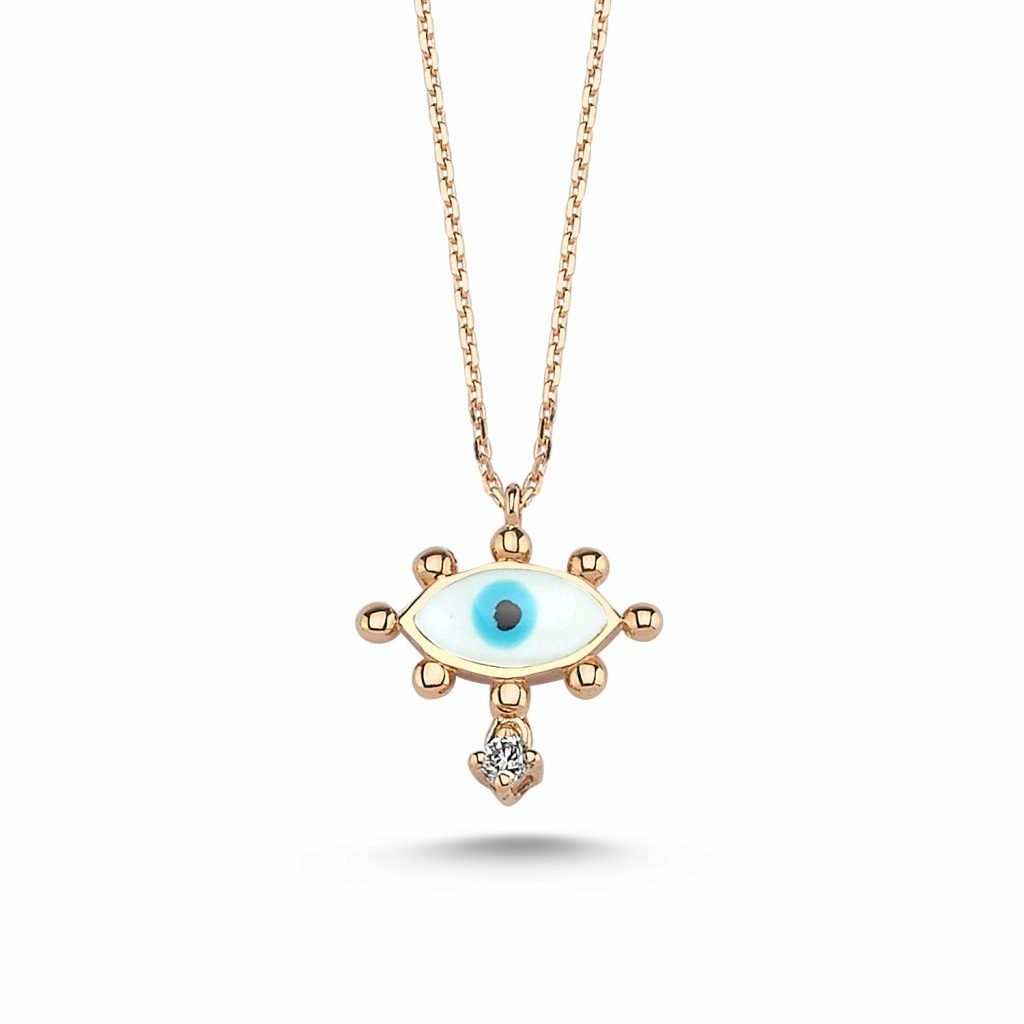 Small Evil Eye Necklace (White) by Selda Jewellery