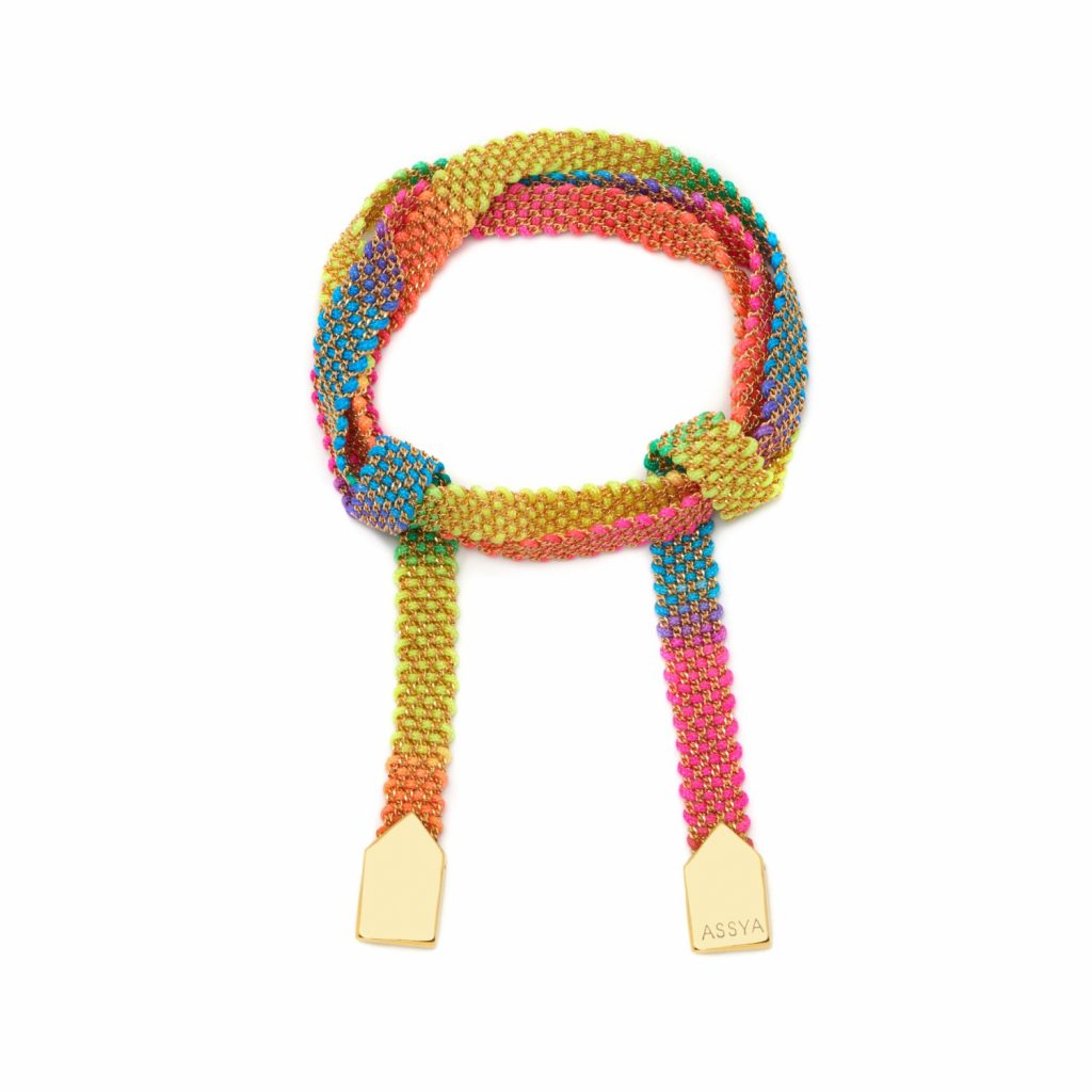 Weaved Wrap Bracelet Gold and Rainbow by Assya
