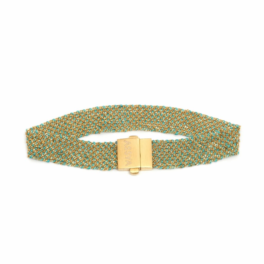 Weaved Bracelet Gold and Turquoise by Assya