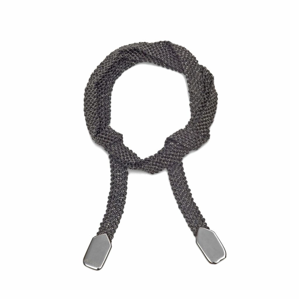 Weaved Wrap Bracelet Rhodium and Black by Assya