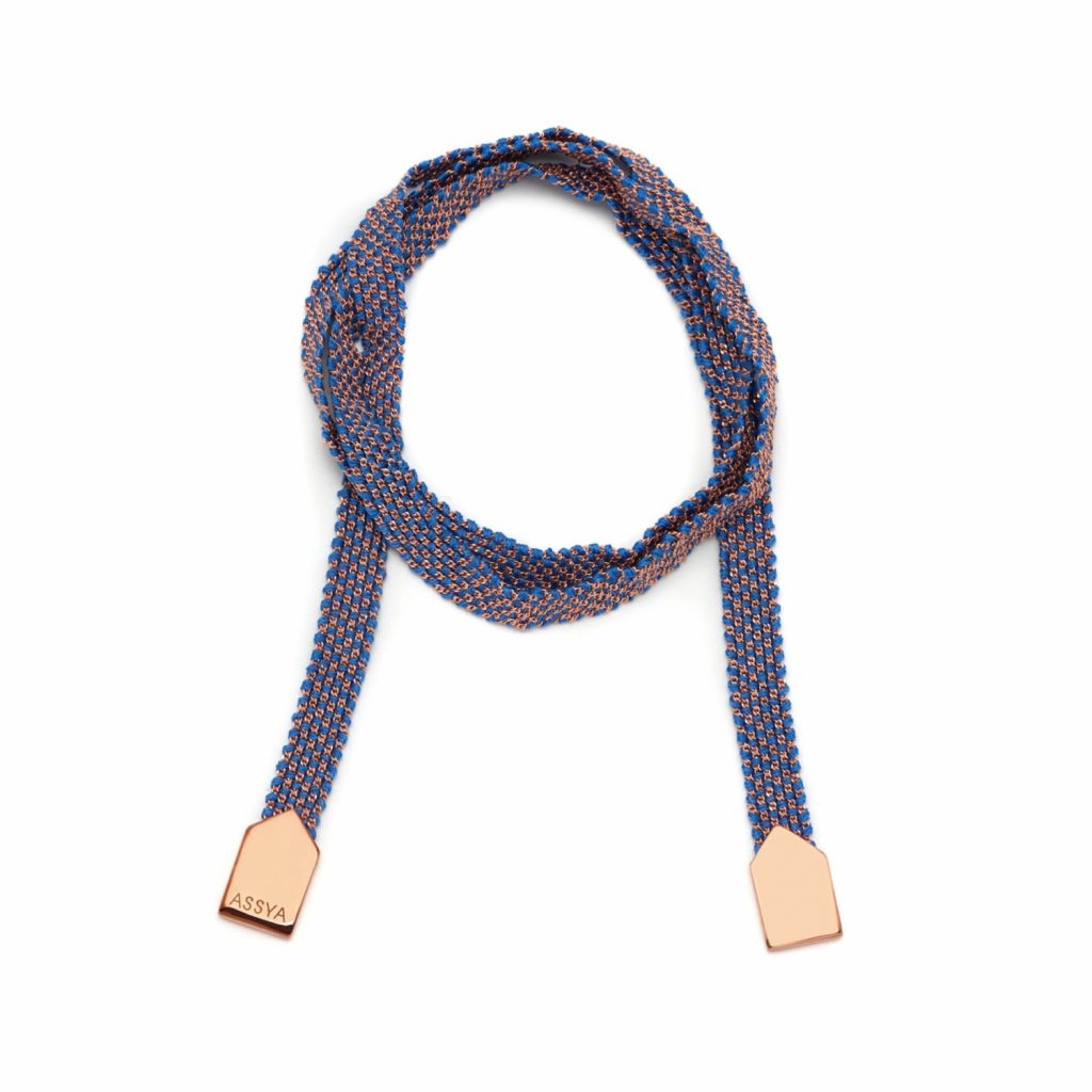 Weaved Wrap Bracelet Rose Gold and Blue by Assya