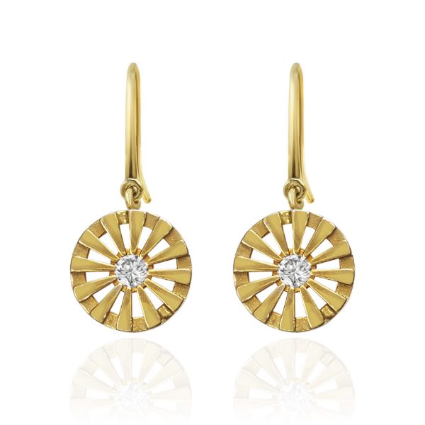 Radial Diamond Hanging Earrings by Flora Bhattachary