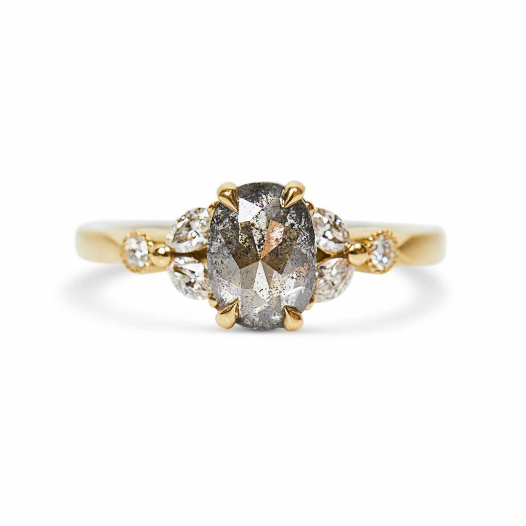 Grey Oval Diamond Ring by Sophia Perez