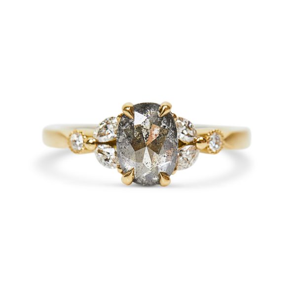 Grey Oval Diamond Ring by Sophia Perez