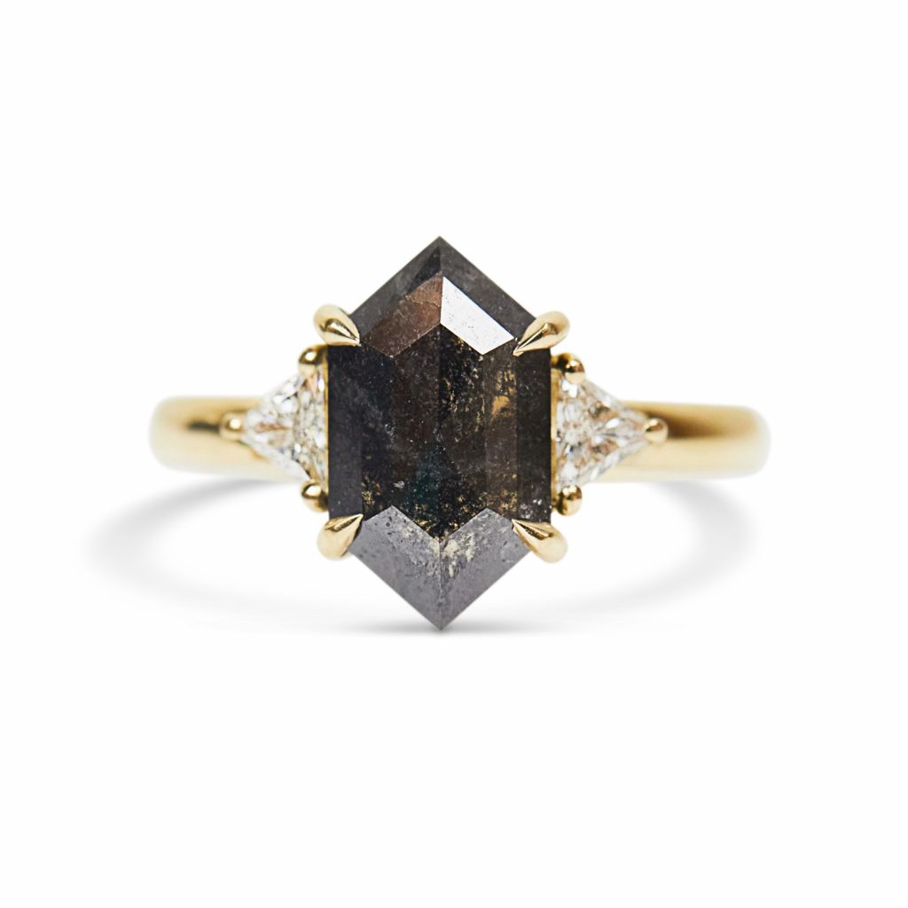 Hexagon Black Diamond Freya Ring by Sophia Perez