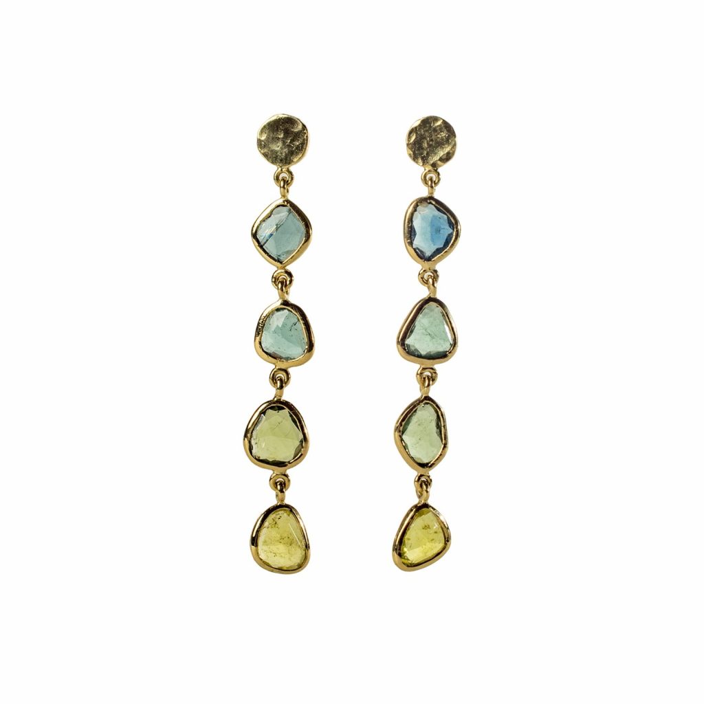 Blue and Yellow Tourmaline Flora Earrings by India Mahon