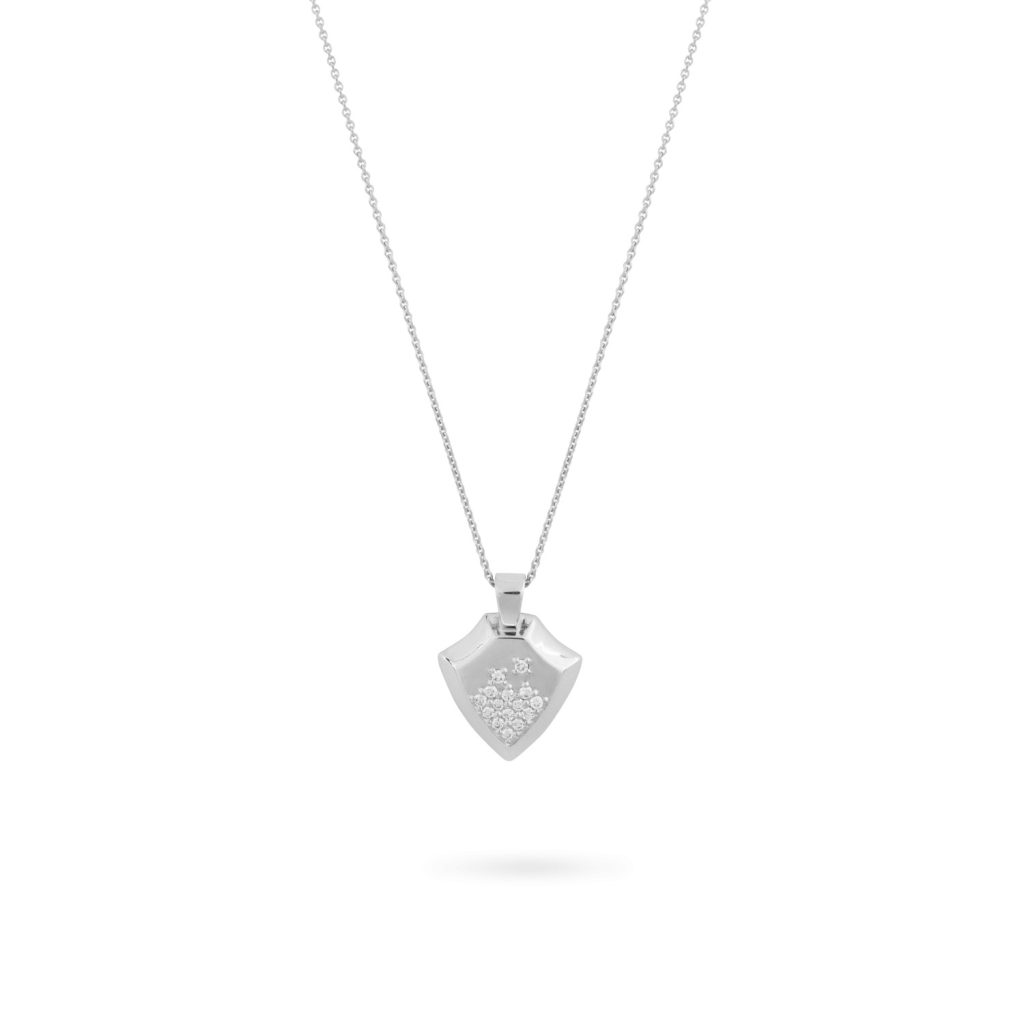 White Gold Shield Necklace by MATILDE Jewellery
