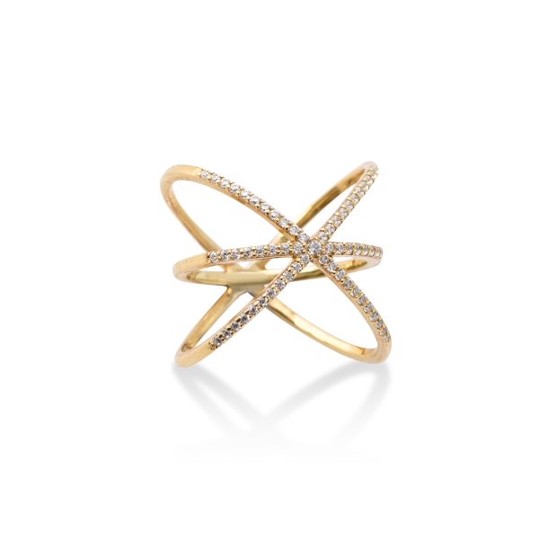 Kriss Kross Diamond Ring by Meher Jewellery