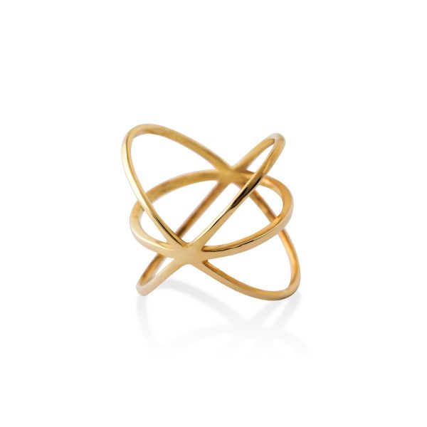 Kriss Kross Gold Ring by Meher Jewellery