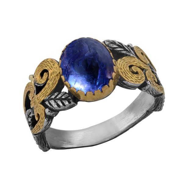 Liya Tanzanite Gold and Silver Ring by Emma Chapman Jewels