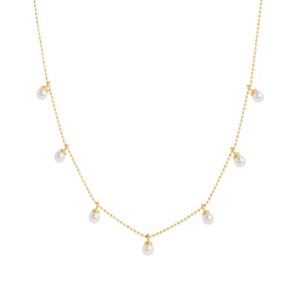 Laura Gold Chain Necklace with Tiny Pearls by Amadeus