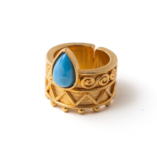 Blue Cabochon Moon Ring by Sonia Petroff