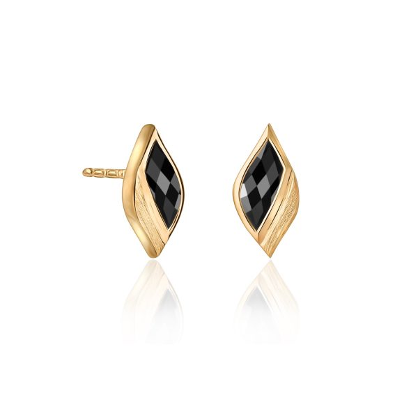Strength Gold Onyx Stud Earrings by Lustre & Love