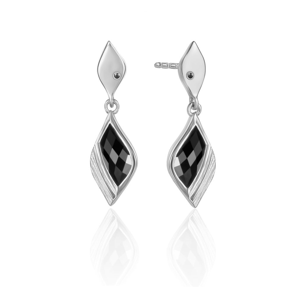 Strength Silver Onyx Drop Earrings by Lustre & Love