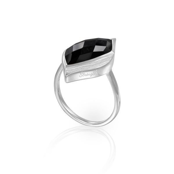 Strength Silver Onyx Ring by Lustre & Love