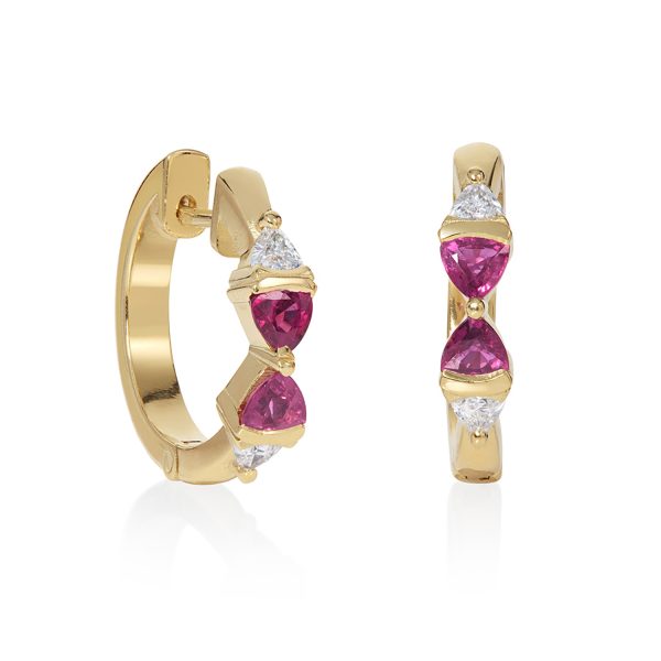 Trini Ruby and Diamond Hoops by Flora Bhattachary