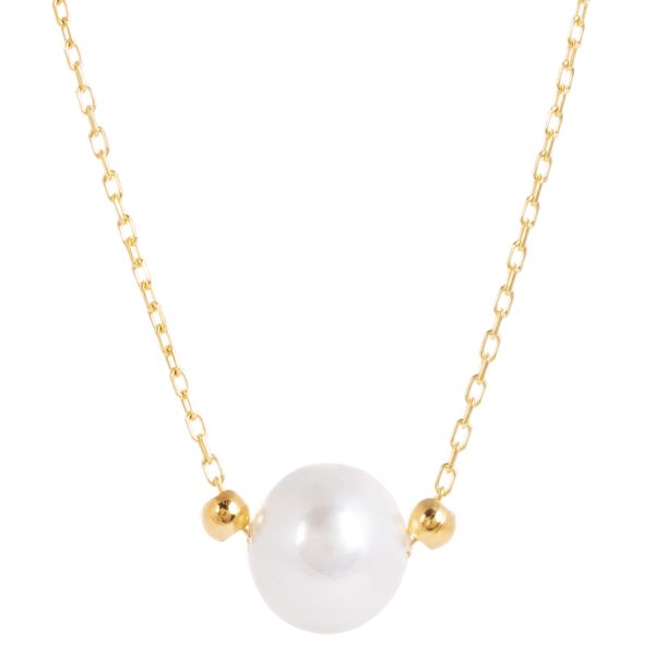 Laura Gold Chain Necklace with Single Pearl by Amadeus