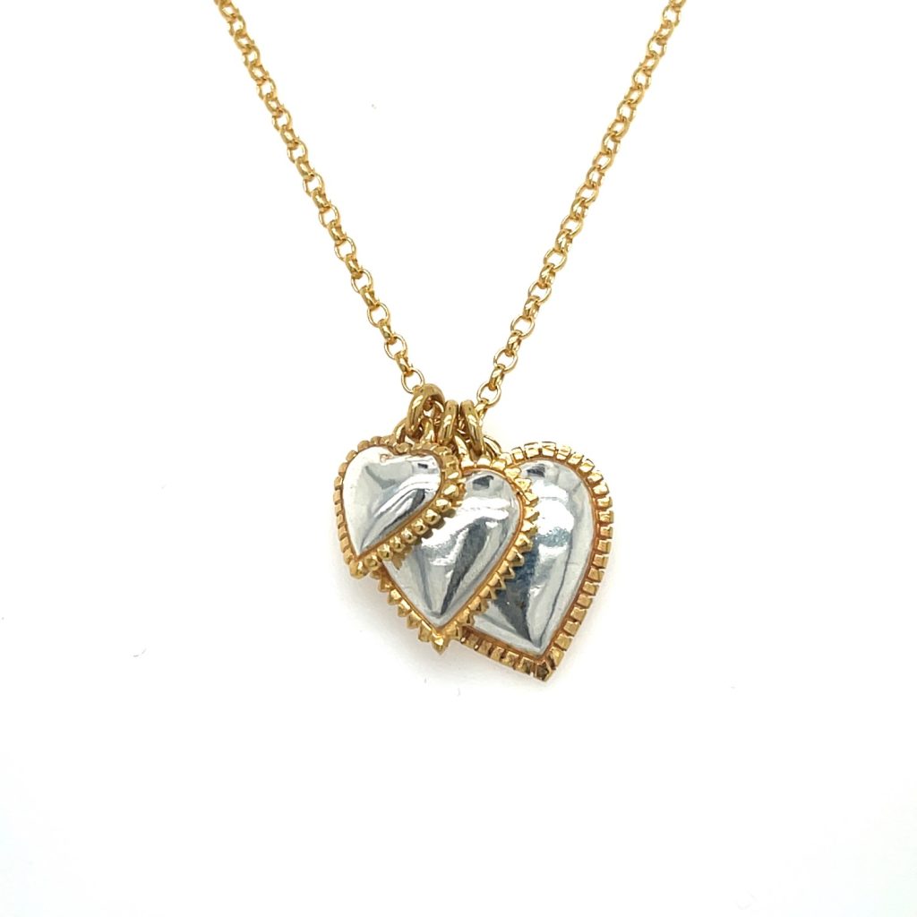 Heart Cluster Pendant – Gold Chain by Ana Verdun London