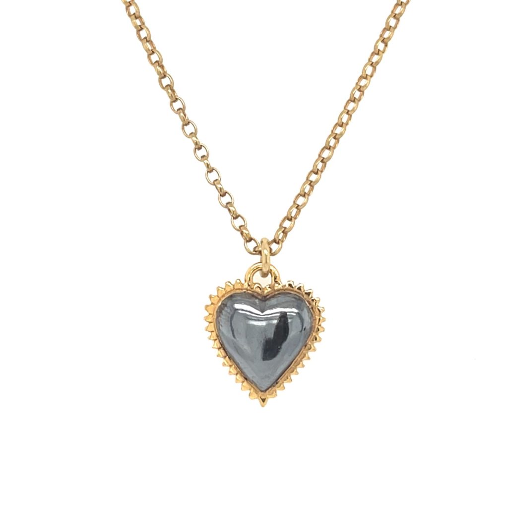 Lulu Heart Pendant – Black and Gold by Ana Verdun London