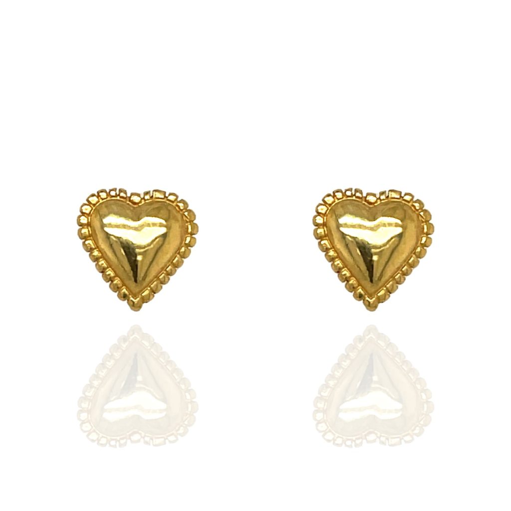 Zoe Heart Stud Earrings – Gold by Ana Verdun London