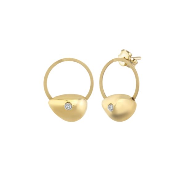 Diamond Circle Stud Earrings by Orena Jewelry