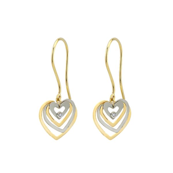 Diamond Heart Dangle Earrings by Orena Jewelry