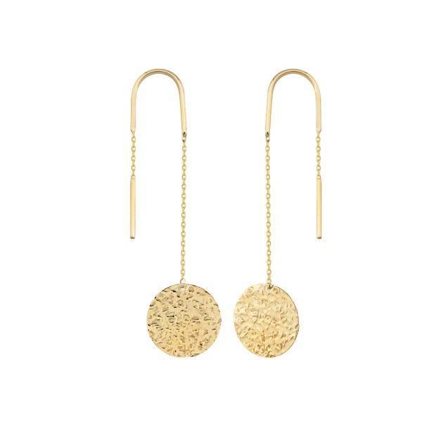 Disc Dangle Gold Earrings by Orena Jewelry